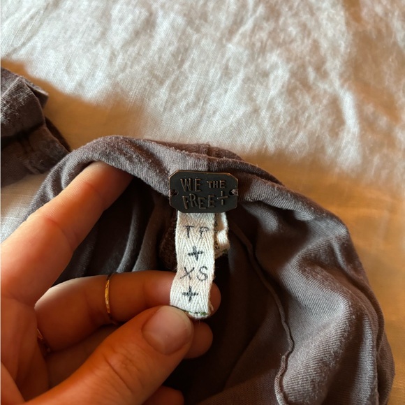 Free People Grey/Brown Ling Sleeve Blouse - Picture 2 of 8